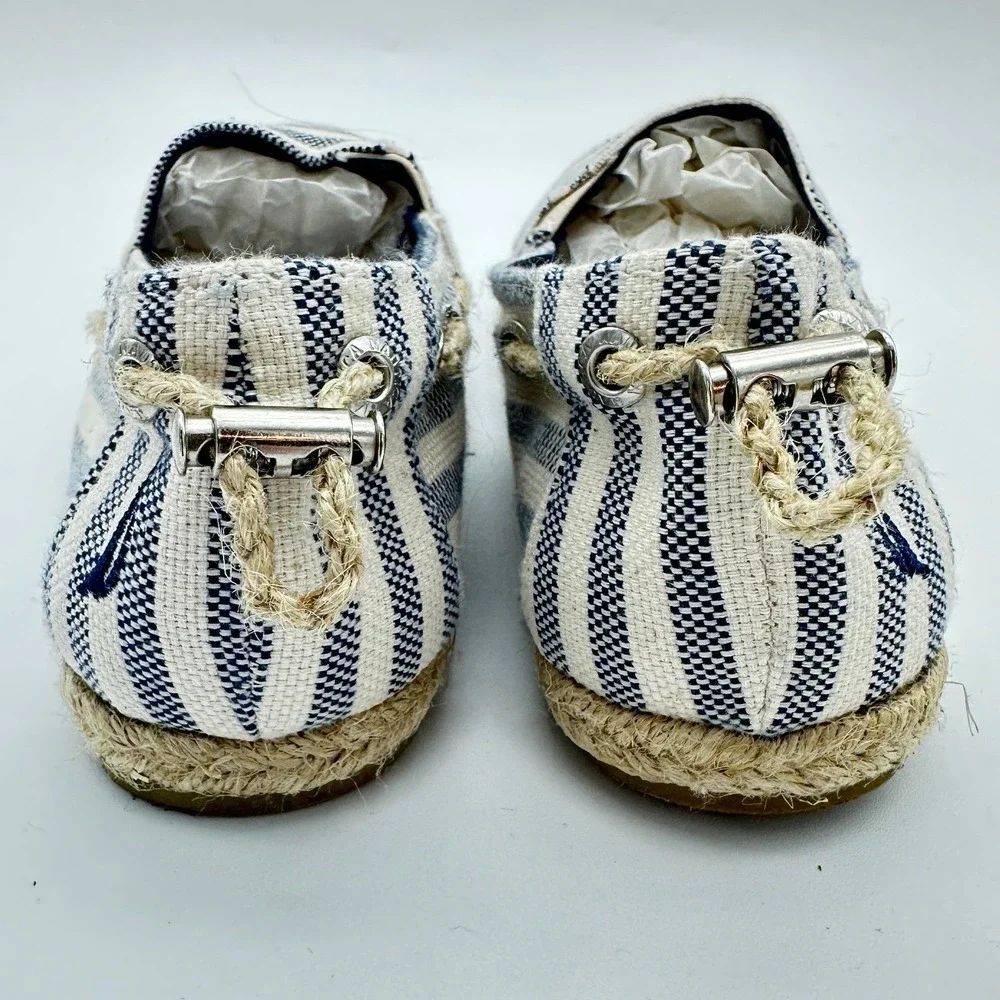 Nautica Rudder Espadrille Flats Women Size 8 Navy White Striped Nautical Slip On